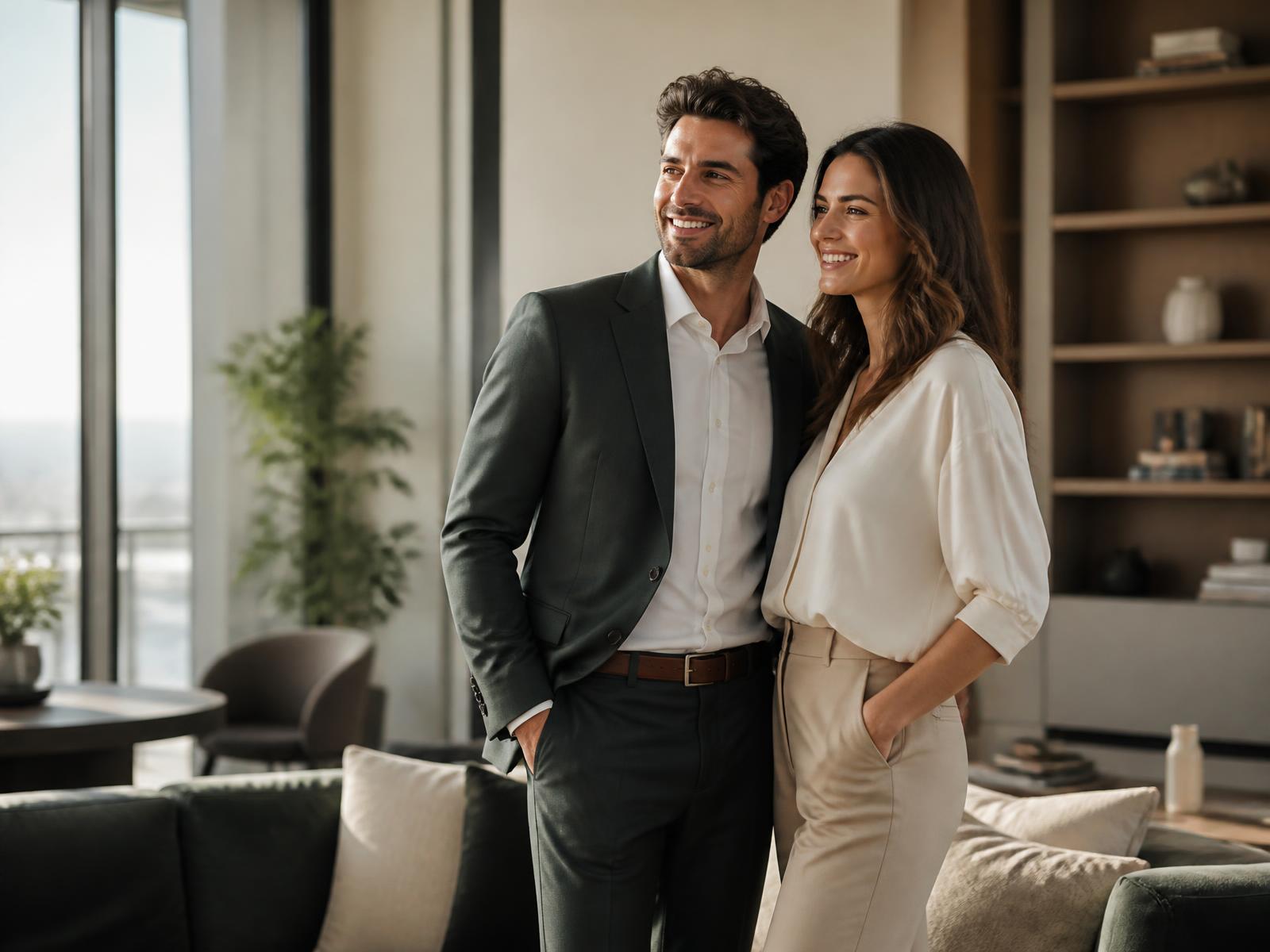 A couple reviewing their finances together at home